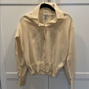 Cream Calvin Klein Wool Button Down Sweater